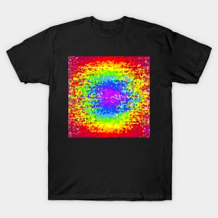 Rainbow striped change to terrazzo abstract texture background T-Shirt